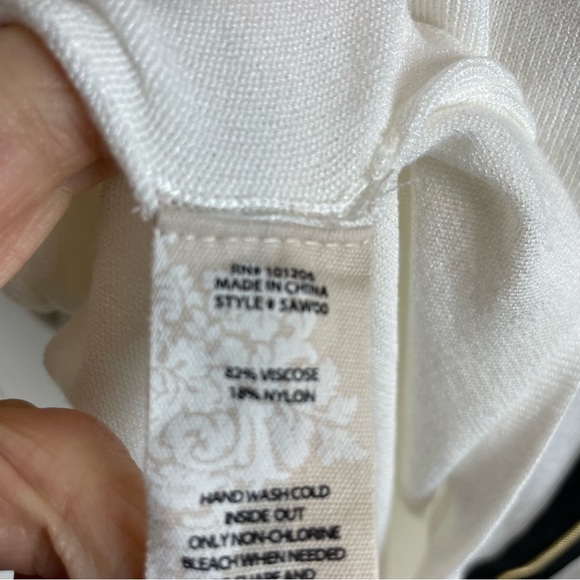 Soft Surroundings White Black Zipper Sweater 1X - Picture 6 of 8